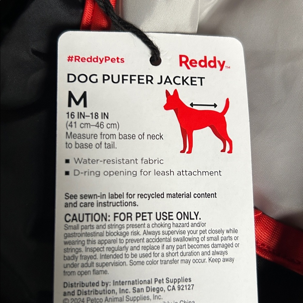 New Reddy quilted puffer dog jacket M - Picture 8 of 8